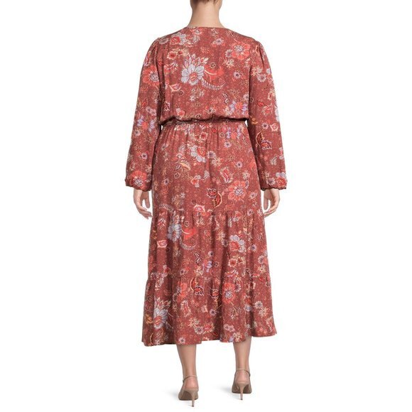 Boho Retro 70 Tiered Dress Floral Rayon Sz XXL NWT - Picture 3 of 9